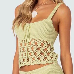 EDIKTED WOMEN'S DANIIKA SAGE CROP COCHET TOP